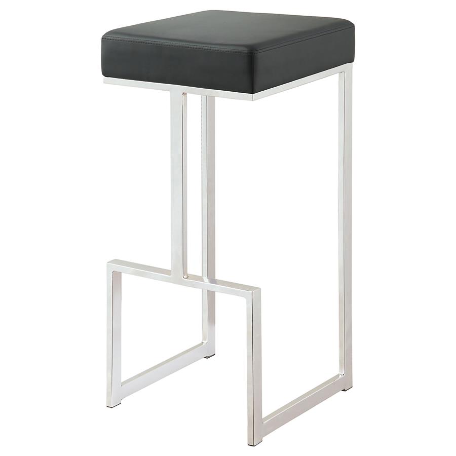 Gervase Square Bar Stool Black and Chrome (image for) Gervase Square Bar Stool Black and Chrome