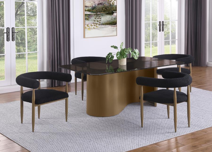 Edson 5-piece Rectangular Glass Top Dining Table Set Bronze (image for) Edson 5-piece Rectangular Glass Top Dining Table Set Bronze