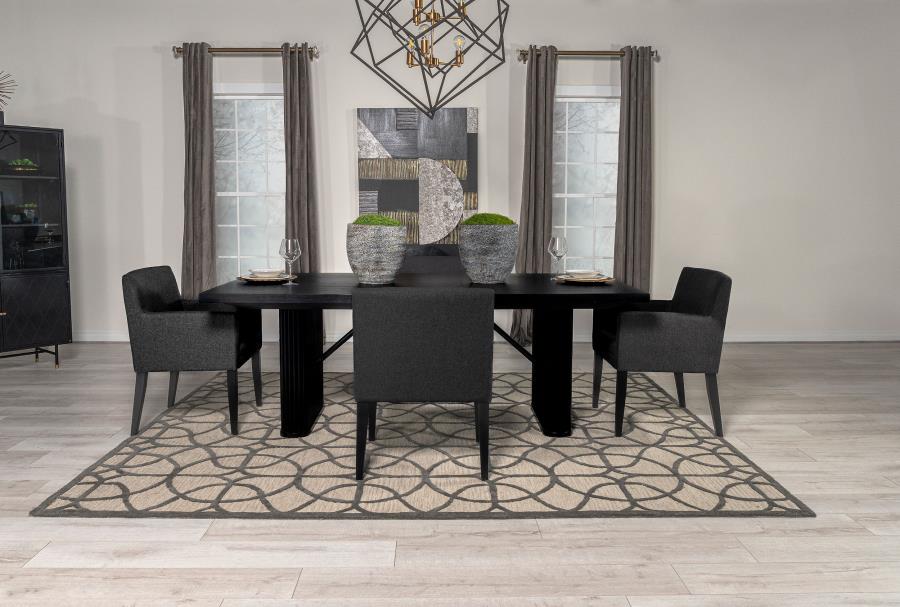 Catherine 5-piece Rectangular Dining Table Set Black (image for) Catherine 5-piece Rectangular Dining Table Set Black