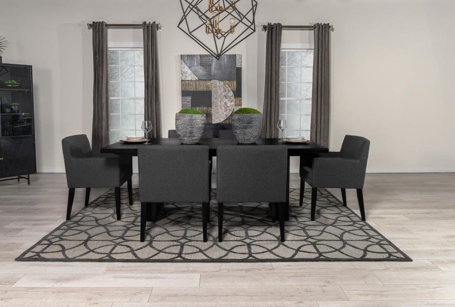 Catherine 7-piece Rectangular Dining Table Set Black (image for) Catherine 7-piece Rectangular Dining Table Set Black