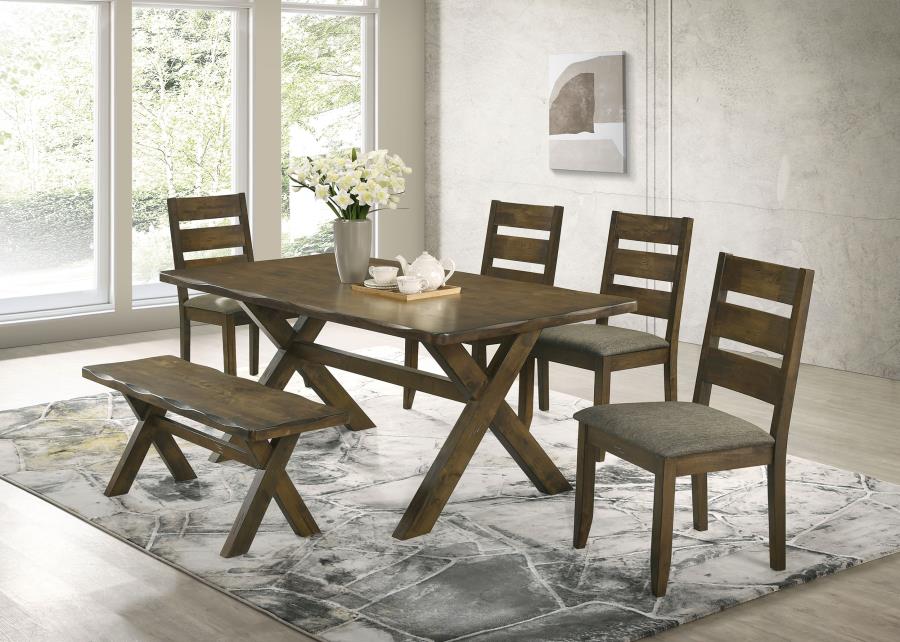 Alston 6-piece Rectangular Dining Table Set Knotty Nutmeg (image for) Alston 6-piece Rectangular Dining Table Set Knotty Nutmeg
