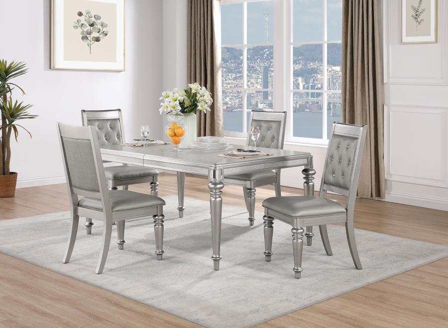 Bling Game 5-piece Rectangular Dining Set Metallic Platinum (image for) Bling Game 5-piece Rectangular Dining Set Metallic Platinum
