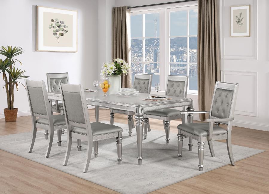 Bling Game 7-piece Rectangular Dining Set Metallic Platinum (image for) Bling Game 7-piece Rectangular Dining Set Metallic Platinum