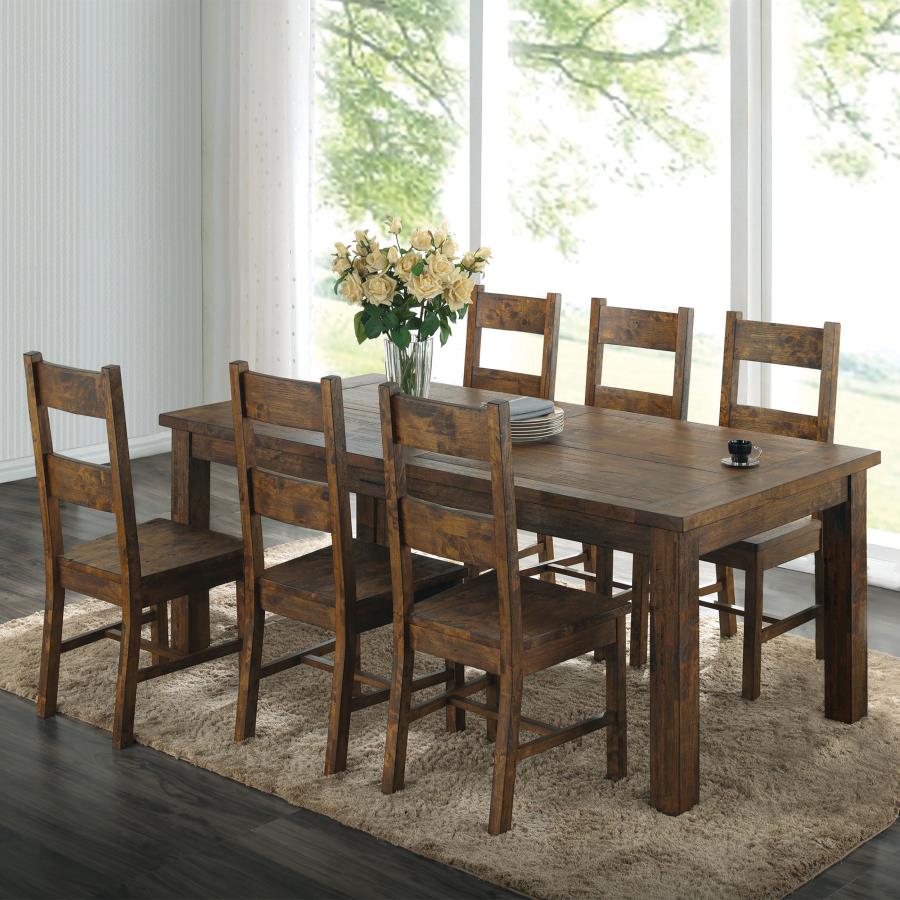 Coleman 7-piece Rectangular Dining Set Rustic Golden Brown (image for) Coleman 7-piece Rectangular Dining Set Rustic Golden Brown