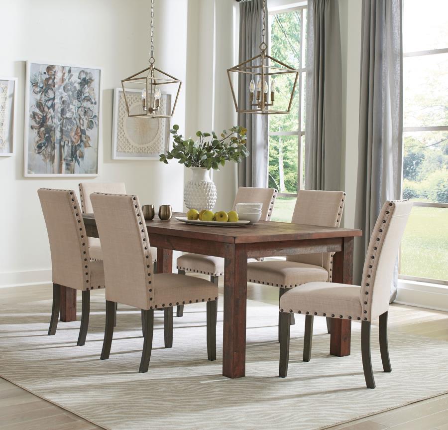 Coleman 7-piece Rectangular Dining Set Rustic Golden Brown (image for) Coleman 7-piece Rectangular Dining Set Rustic Golden Brown