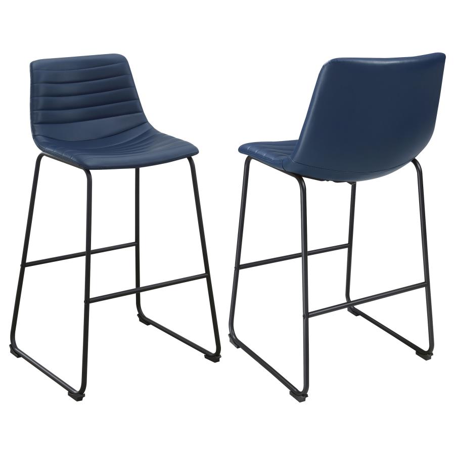 Zuni Faux Leather Upholstered Bar Chair Blue (Set of 2) (image for) Zuni Faux Leather Upholstered Bar Chair Blue (Set of 2)