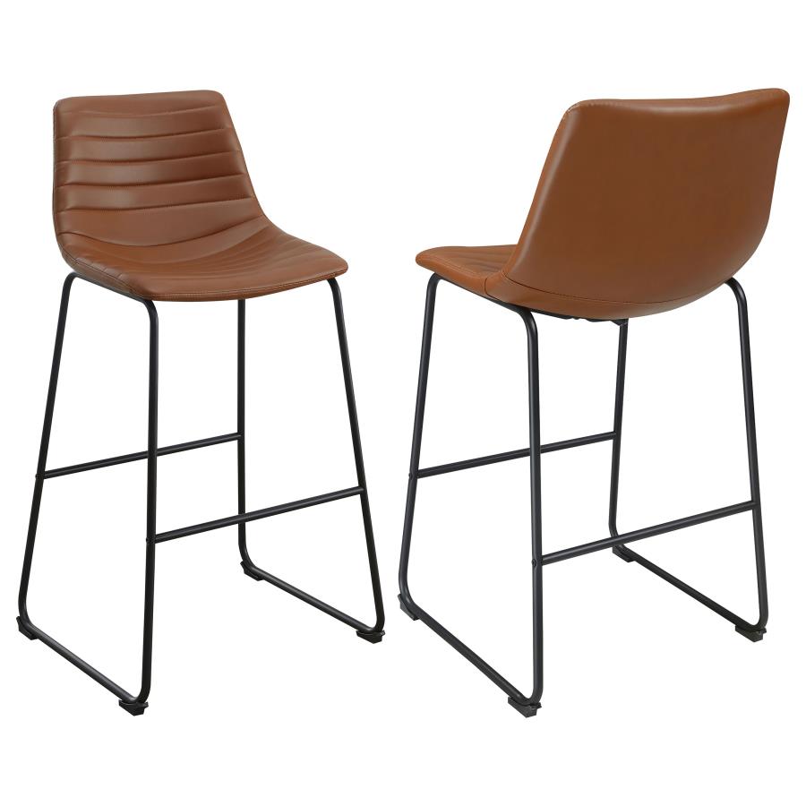 Zuni Faux Leather Upholstered Bar Chair Saddle (Set of 2) (image for) Zuni Faux Leather Upholstered Bar Chair Saddle (Set of 2)