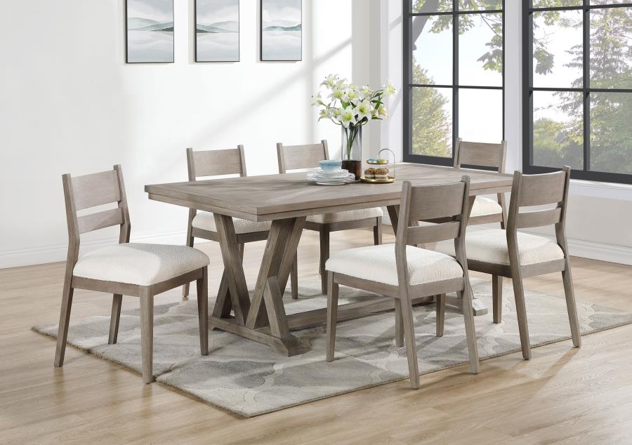 Cornelia 7-piece Rectangular Dining Table Set Coastal Grey (image for) Cornelia 7-piece Rectangular Dining Table Set Coastal Grey