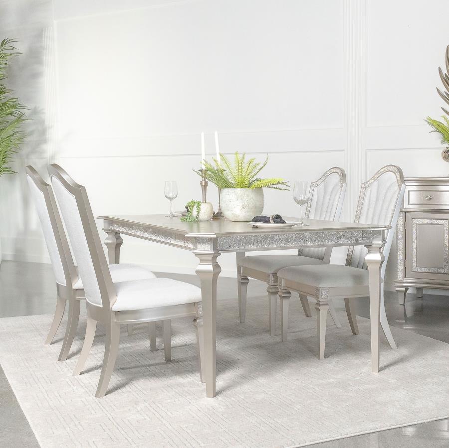 Evangeline 5-piece Extension Leaf Dining Set Silver Oak (image for) Evangeline 5-piece Extension Leaf Dining Set Silver Oak