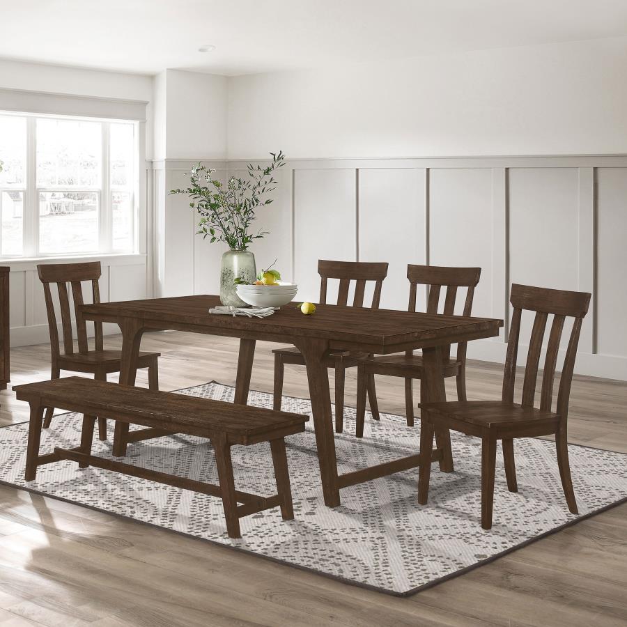 Reynolds 6-piece Rectangular Dining Table Set Brown Oak (image for) Reynolds 6-piece Rectangular Dining Table Set Brown Oak