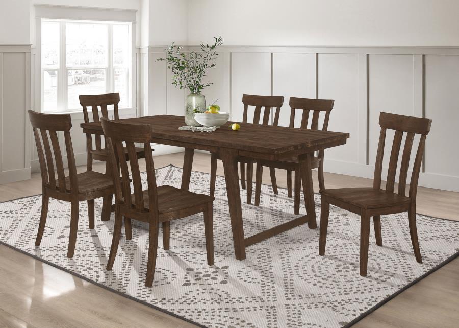 Reynolds 7-piece Rectangular Dining Table Set Brown Oak (image for) Reynolds 7-piece Rectangular Dining Table Set Brown Oak