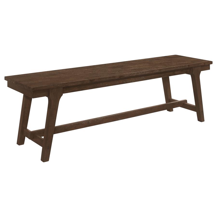 Reynolds Wood Trestle Base Dining Bench Brown Oak (image for) Reynolds Wood Trestle Base Dining Bench Brown Oak