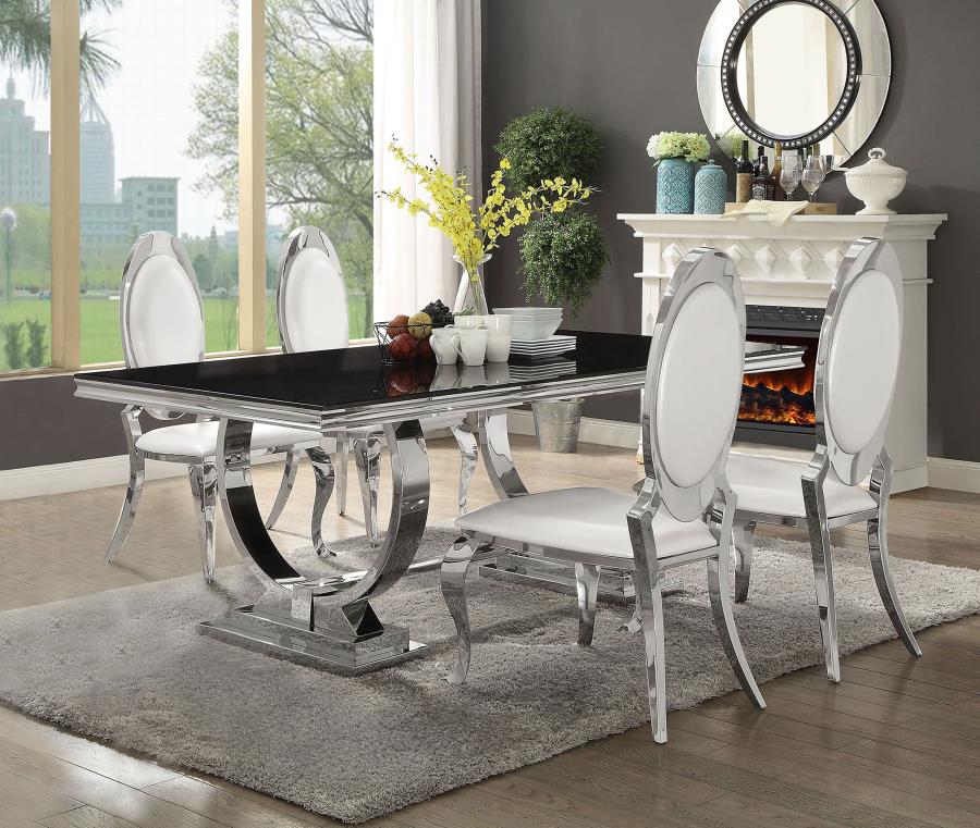 Antoine 5-piece Rectangular Glass Top Dining Set Chrome (image for) Antoine 5-piece Rectangular Glass Top Dining Set Chrome