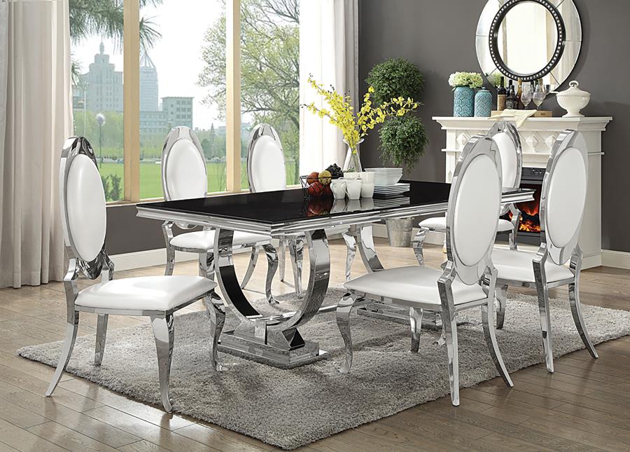 Antoine 7-piece Rectangular Glass Top Dining Set Chrome (image for) Antoine 7-piece Rectangular Glass Top Dining Set Chrome