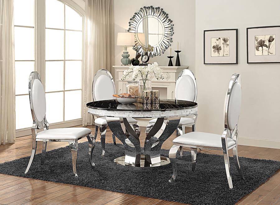 Anchorage 5-piece Round Stainless Steel Dining Set Chrome (image for) Anchorage 5-piece Round Stainless Steel Dining Set Chrome