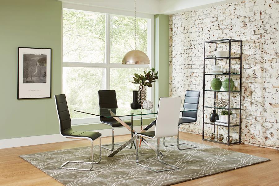 Carmelo 5-piece Rectangular Glass Top Dining Set Chrome (image for) Carmelo 5-piece Rectangular Glass Top Dining Set Chrome