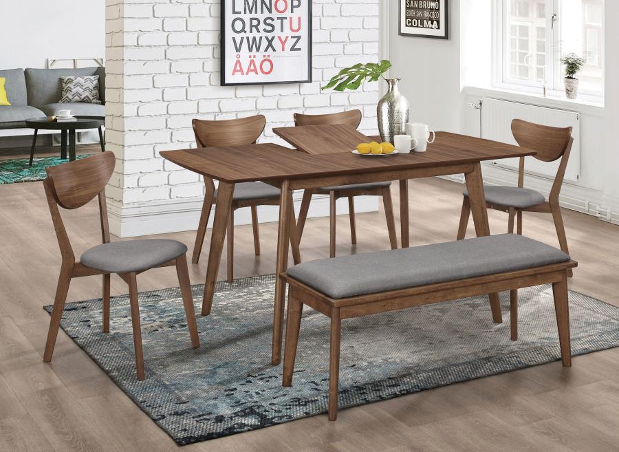 Alfredo 6-piece Butterfly Leaf Dining Set Natural Walnut (image for) Alfredo 6-piece Butterfly Leaf Dining Set Natural Walnut