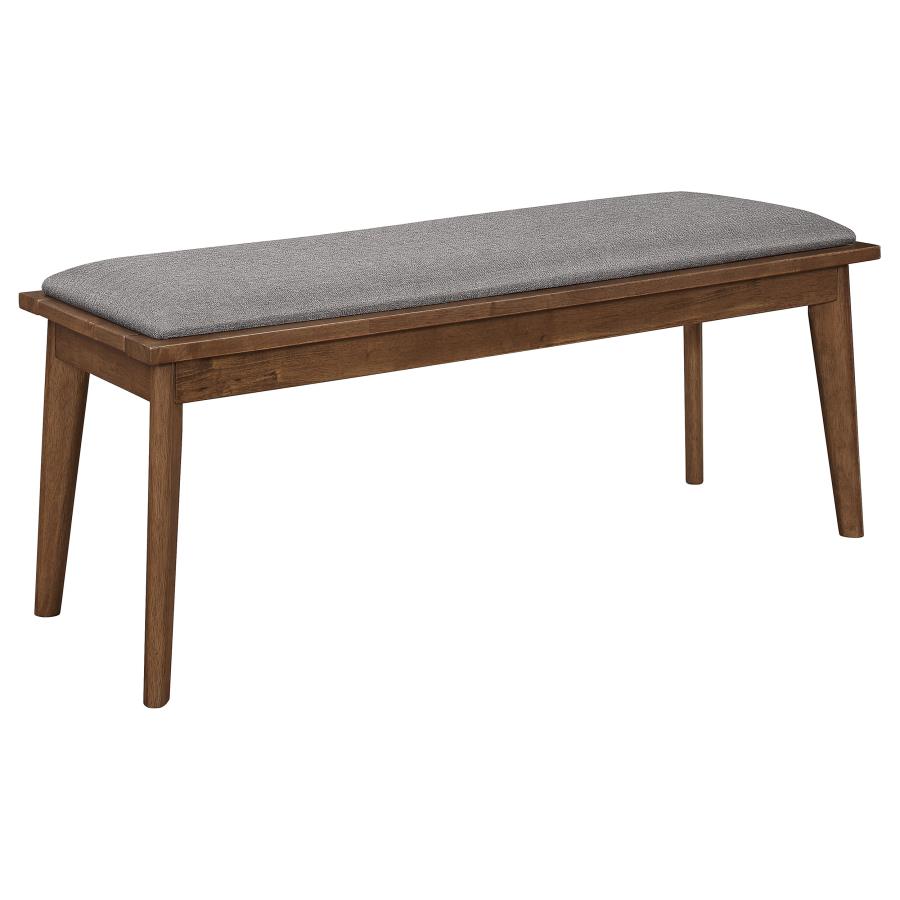 Alfredo Upholstered Dining Bench Grey and Natural Walnut (image for) Alfredo Upholstered Dining Bench Grey and Natural Walnut