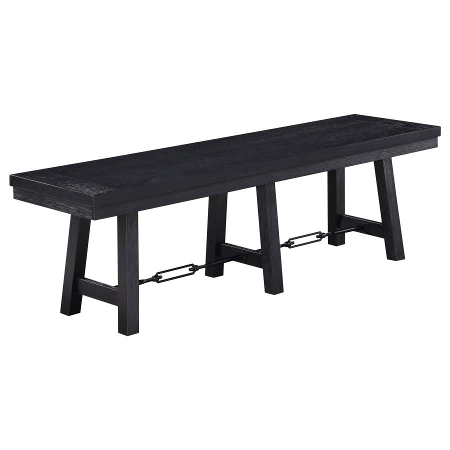 Newport Wood Trestle Base Dining Bench Black (image for) Newport Wood Trestle Base Dining Bench Black