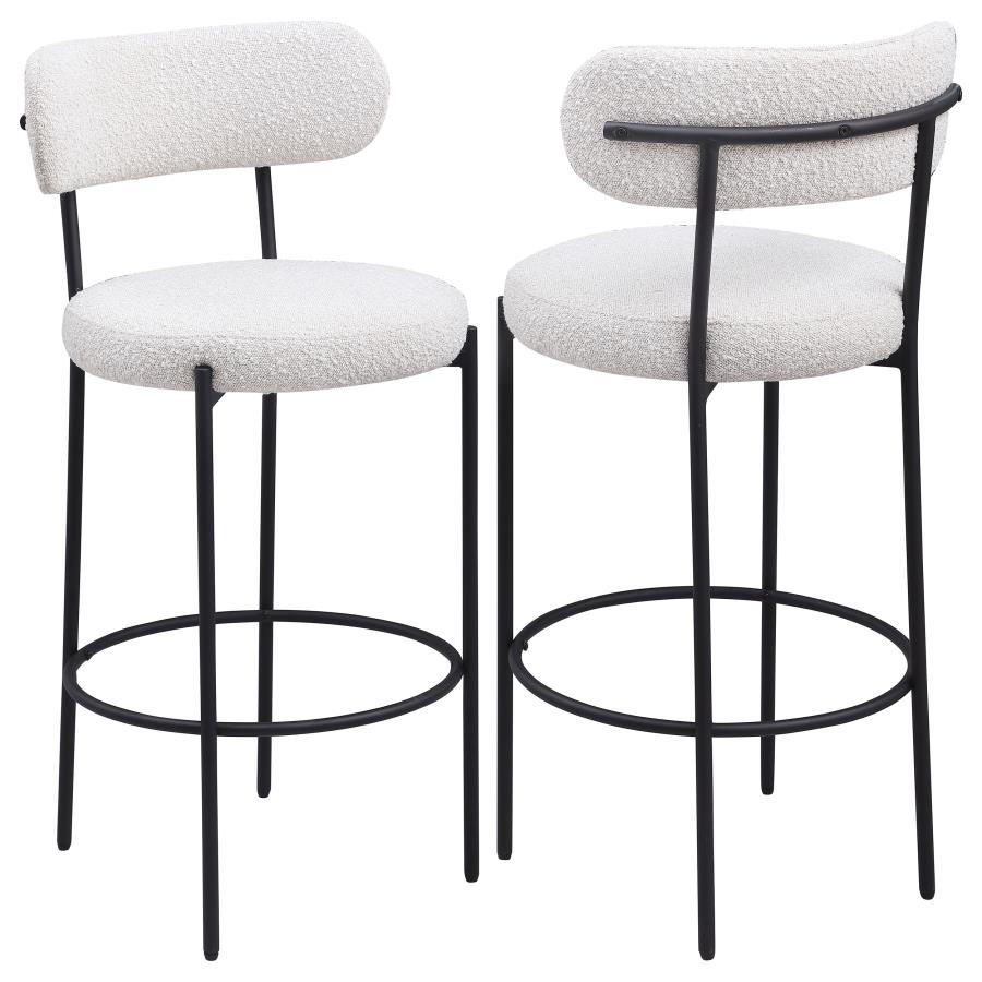 Viola Boucle Upholstered Bar Chair Cream (Set of 2) (image for) Viola Boucle Upholstered Bar Chair Cream (Set of 2)