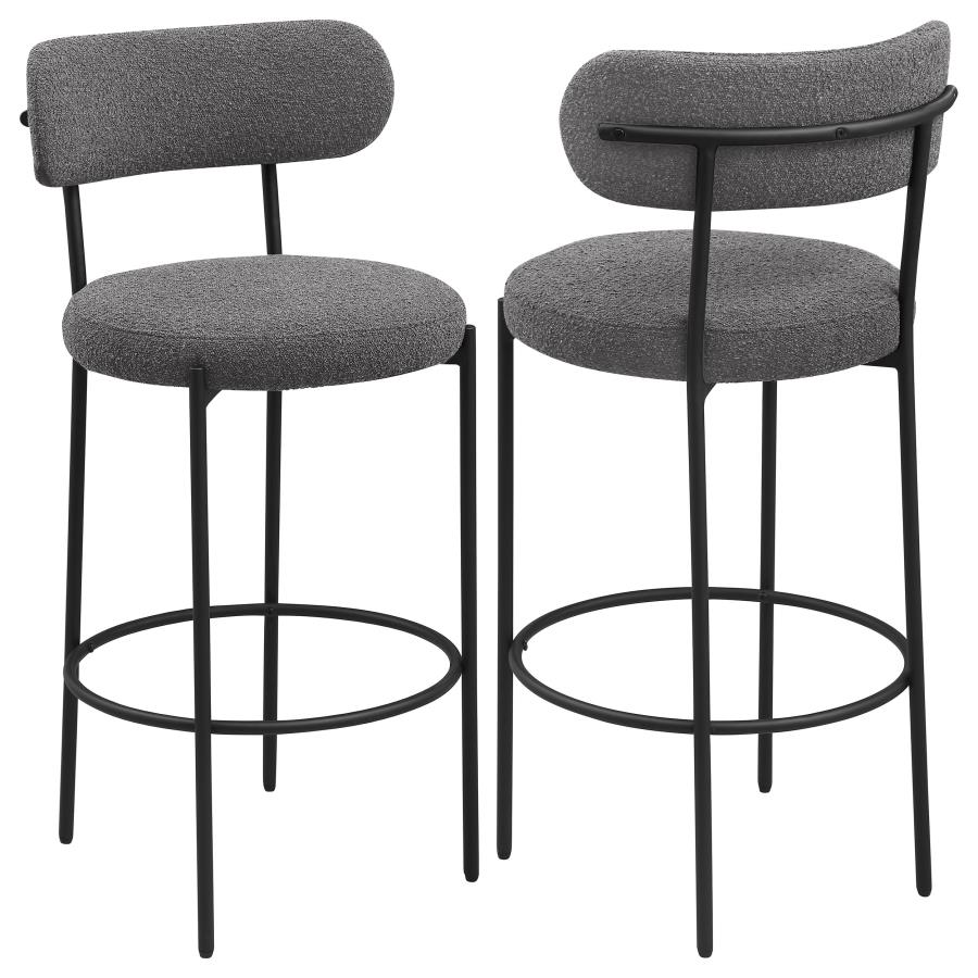Viola Boucle Upholstered Bar Chair Grey (Set of 2) (image for) Viola Boucle Upholstered Bar Chair Grey (Set of 2)