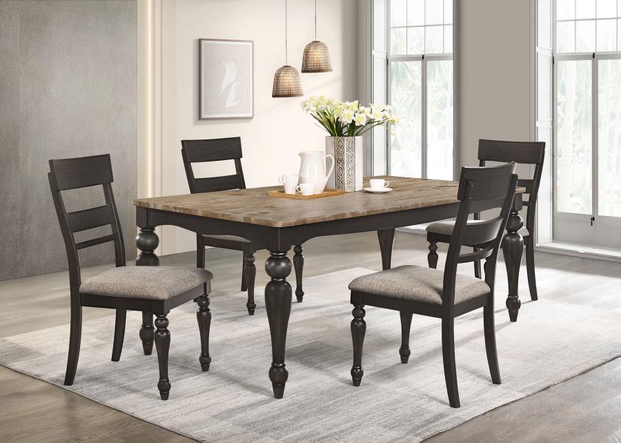 Bridget 5-piece Rectangular Dining Set Charcoal Sand Through (image for) Bridget 5-piece Rectangular Dining Set Charcoal Sand Through