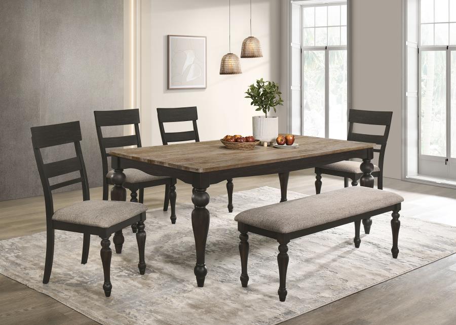 Bridget 6-piece Rectangular Dining Set Charcoal Sand Through (image for) Bridget 6-piece Rectangular Dining Set Charcoal Sand Through