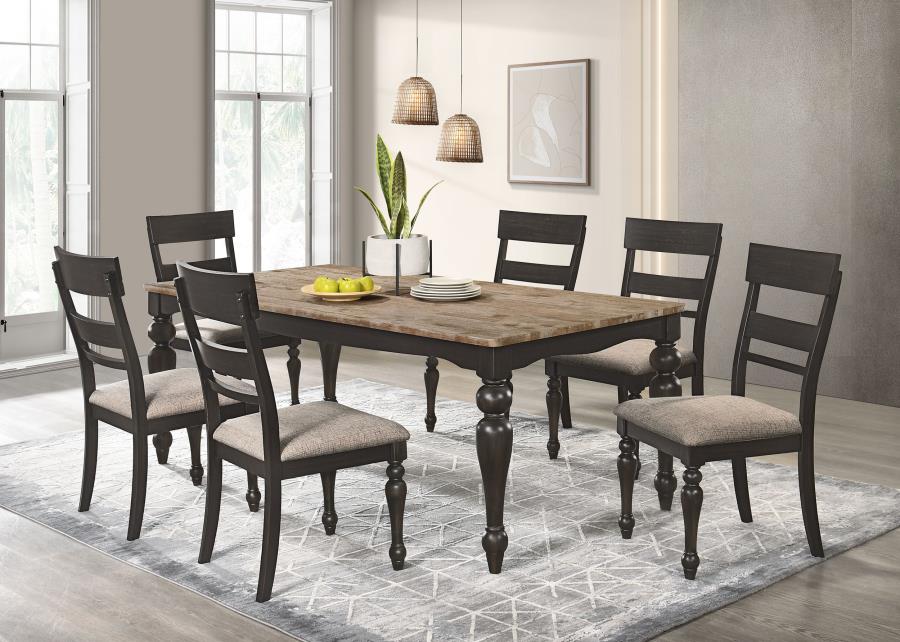 Bridget 7-piece Rectangular Dining Set Charcoal Sand Through (image for) Bridget 7-piece Rectangular Dining Set Charcoal Sand Through