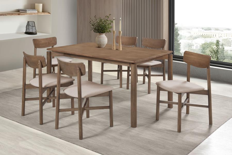 Parkridge 7-piece 59-inch Wood Dining Set Natural Walnut (image for) Parkridge 7-piece 59-inch Wood Dining Set Natural Walnut