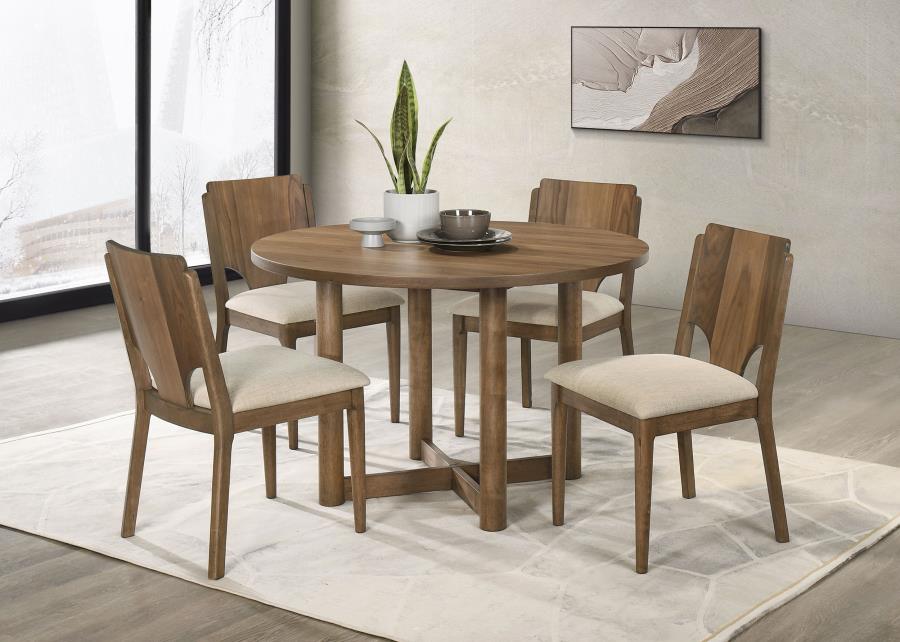 Biltmore 5-piece 46-inch Round Wood Dining Table Set Walnut (image for) Biltmore 5-piece 46-inch Round Wood Dining Table Set Walnut