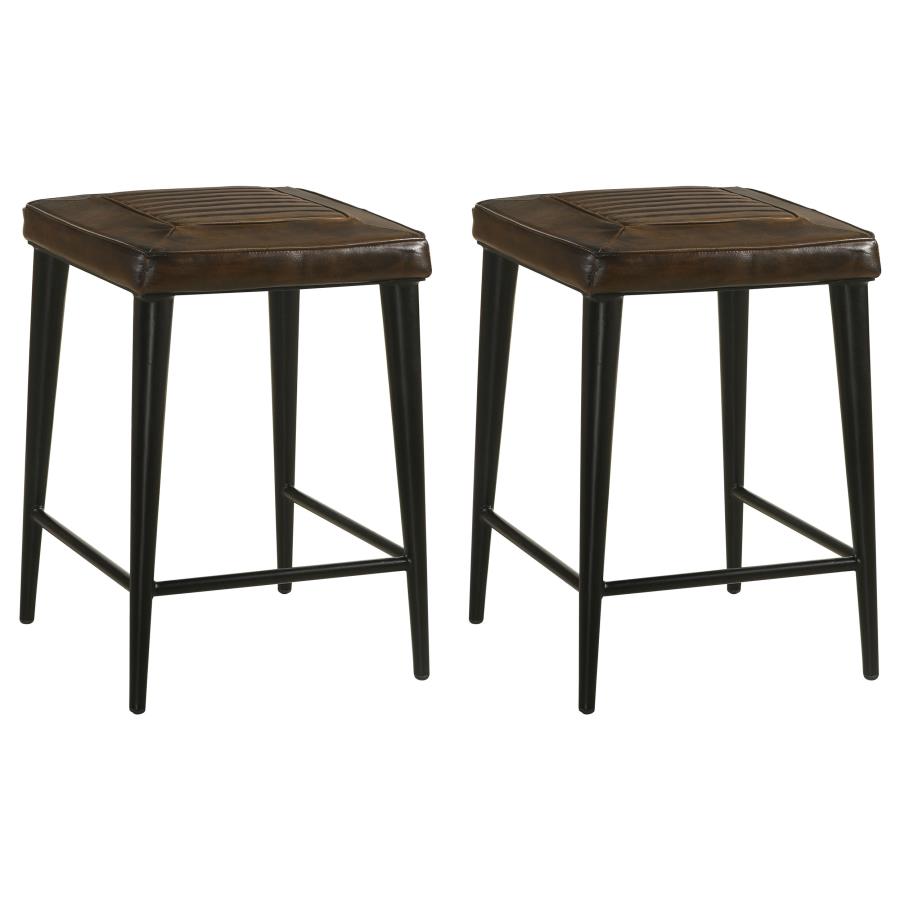 Alvaro Leather Upholstered Counter Stool Brown (Set of 2) (image for) Alvaro Leather Upholstered Counter Stool Brown (Set of 2)