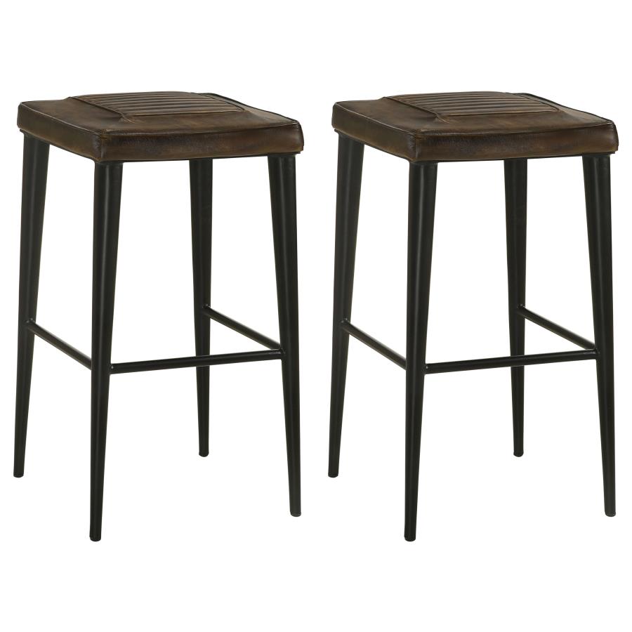 Alvaro Leather Upholstered Bar Stool Brown (Set of 2) (image for) Alvaro Leather Upholstered Bar Stool Brown (Set of 2)