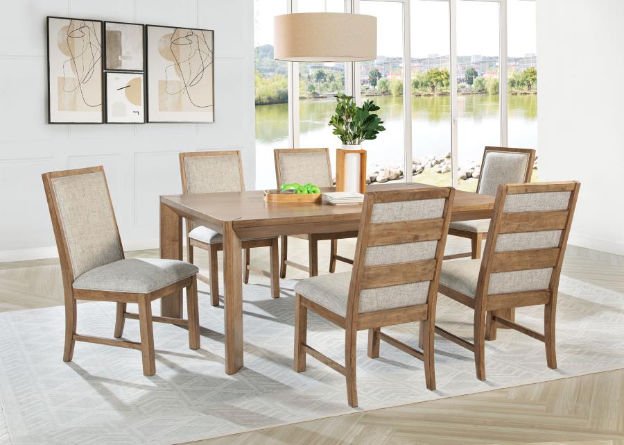 Bruner 7-piece 72-inch Rectangular Dining Set Natural Brown (image for) Bruner 7-piece 72-inch Rectangular Dining Set Natural Brown