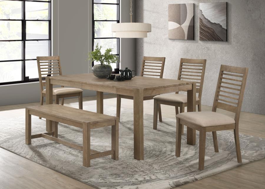 Scottsdale 6-piece Rectangular Dining Set Brown Washed (image for) Scottsdale 6-piece Rectangular Dining Set Brown Washed