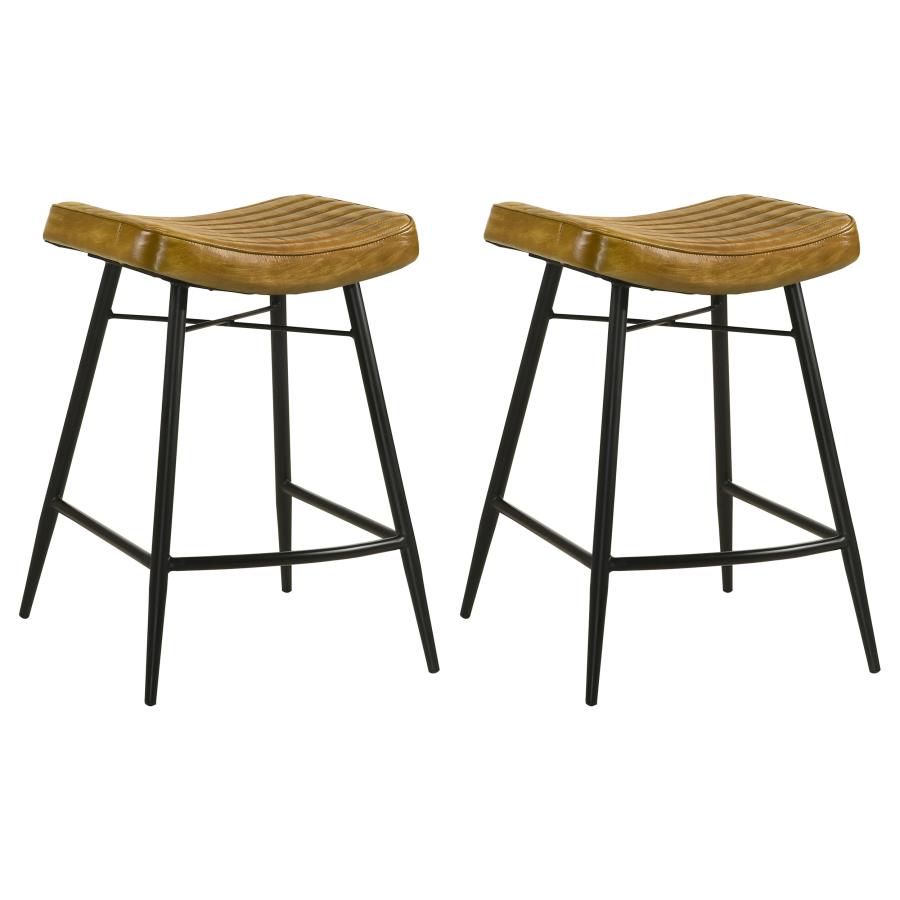 Bayu Leather Upholstered Counter Stool Camel (Set of 2) (image for) Bayu Leather Upholstered Counter Stool Camel (Set of 2)