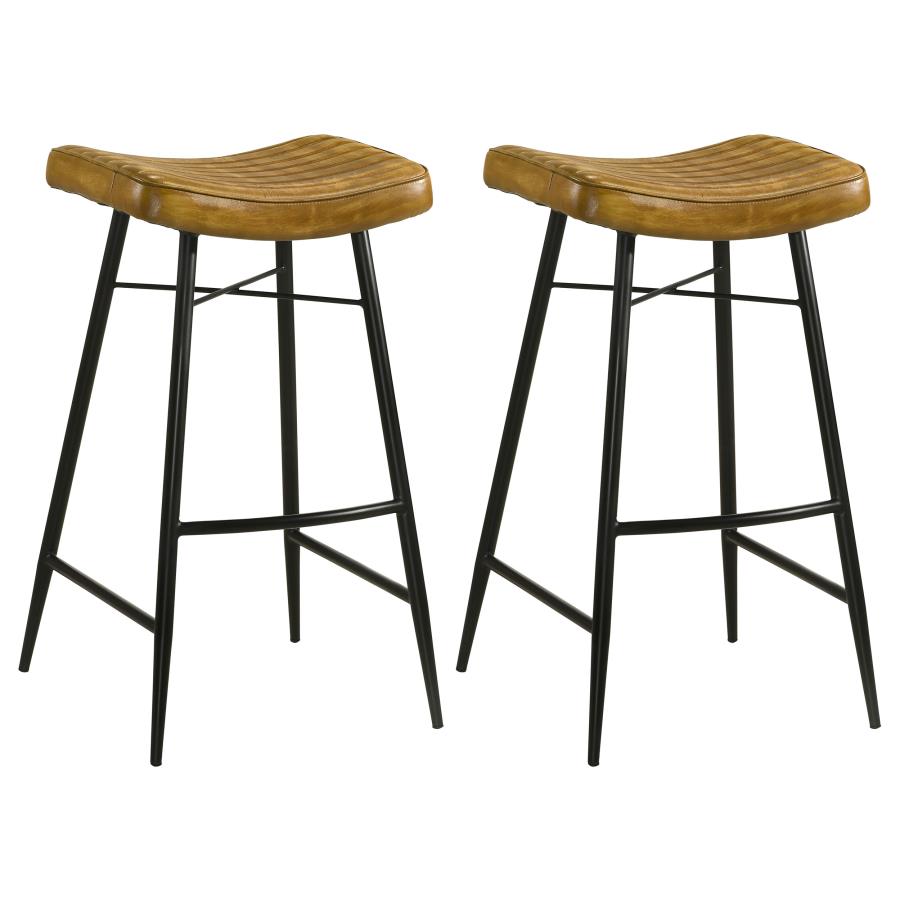 Bayu Leather Upholstered Bar Stool Antique Camel (Set of 2) (image for) Bayu Leather Upholstered Bar Stool Antique Camel (Set of 2)