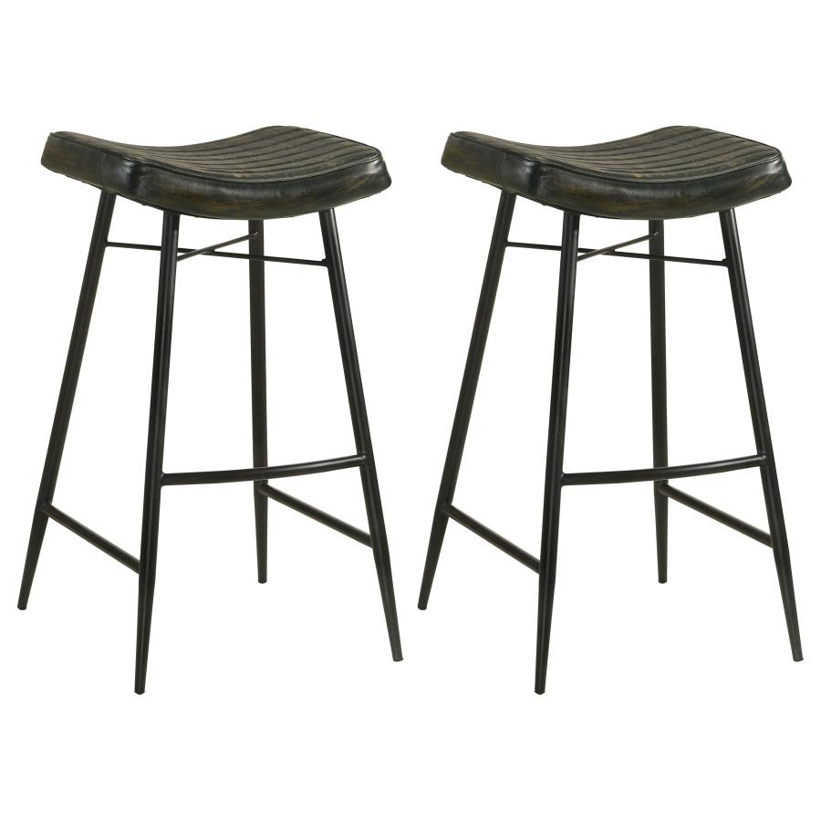 Bayu Leather Upholstered Bar Stool Espresso (Set of 2) (image for) Bayu Leather Upholstered Bar Stool Espresso (Set of 2)