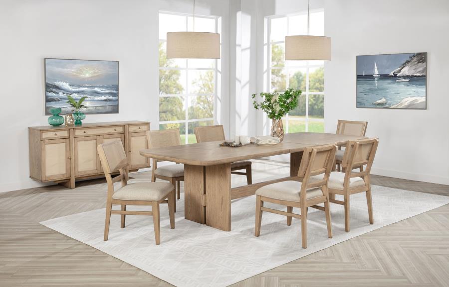 Kailani 7-piece Rectangular Wood Dining Table Set Beige Oak (image for) Kailani 7-piece Rectangular Wood Dining Table Set Beige Oak