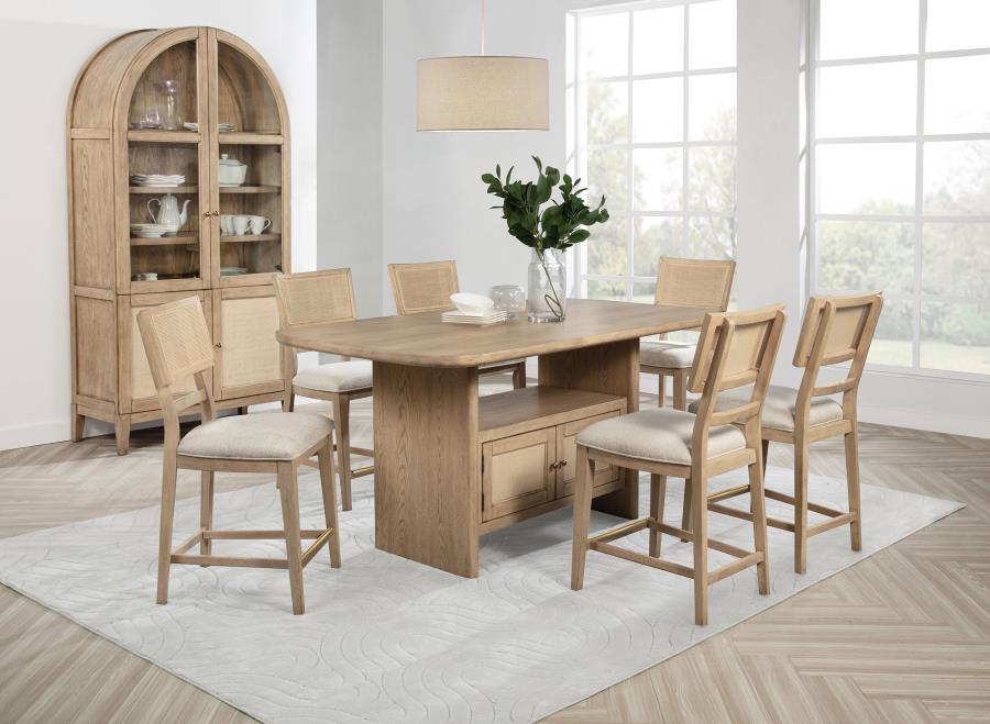 Kailani 7-piece Wood Counter Height Dining Set Beige Oak (image for) Kailani 7-piece Wood Counter Height Dining Set Beige Oak