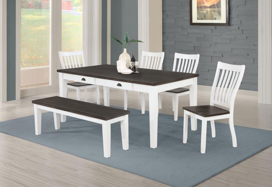 Kingman 6-piece Rectangular Dining Set Espresso and White (image for) Kingman 6-piece Rectangular Dining Set Espresso and White