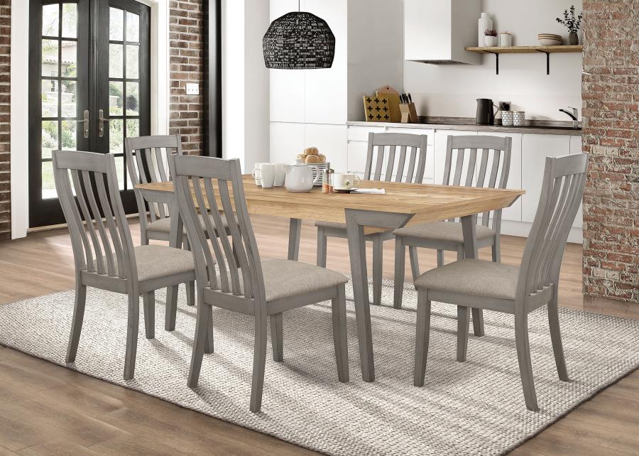 Nogales 7-piece Rectangular Dining Table Set Coastal Grey (image for) Nogales 7-piece Rectangular Dining Table Set Coastal Grey