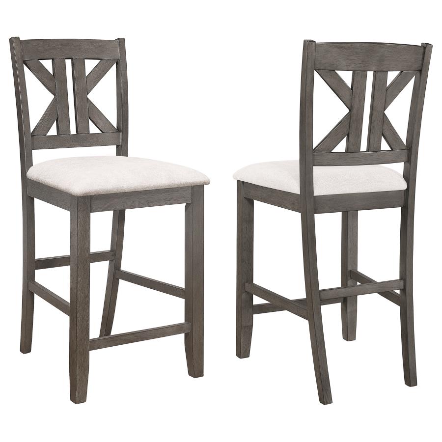 Athens Wood Counter Chair with Cushion Barn Grey (Set of 2) (image for) Athens Wood Counter Chair with Cushion Barn Grey (Set of 2)