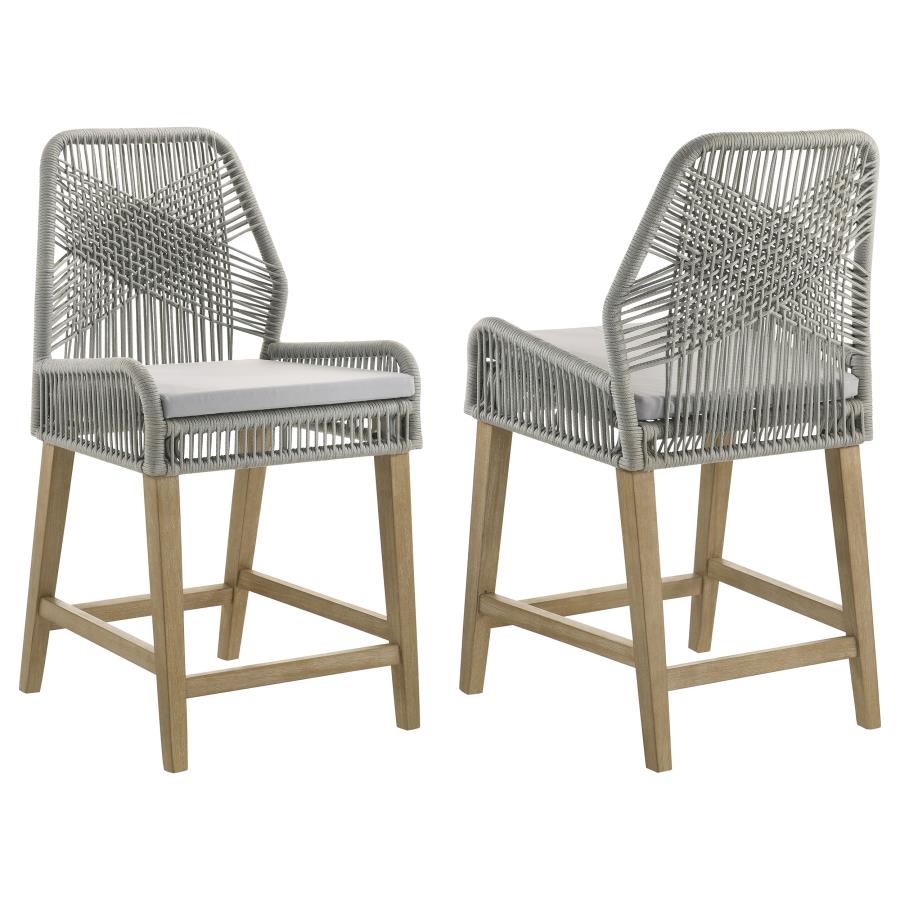 Nakia Woven Rope Counter Chair with Cushion Grey (Set of 2) (image for) Nakia Woven Rope Counter Chair with Cushion Grey (Set of 2)