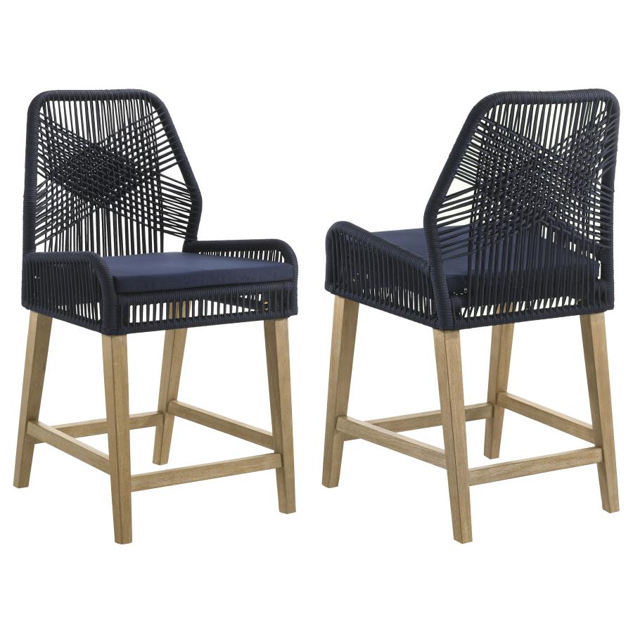 Nakia Woven Rope Counter Chair with Cushion Navy (Set of 2) (image for) Nakia Woven Rope Counter Chair with Cushion Navy (Set of 2)