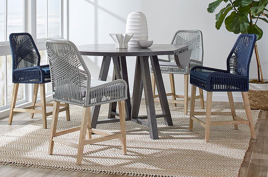 Modal Additional Images for Nakia Woven Rope Counter Chair with Cushion Navy (Set of 2)