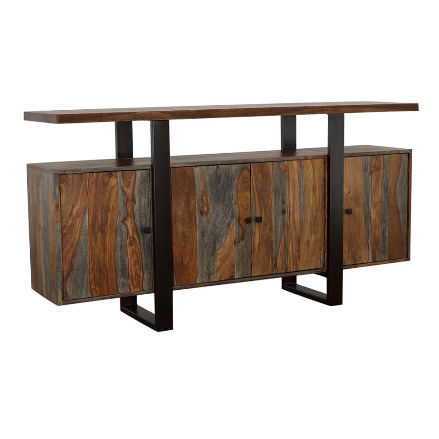 Ditman 4-door Solid Wood Sideboard Buffet Grey Sheesham (image for) Ditman 4-door Solid Wood Sideboard Buffet Grey Sheesham