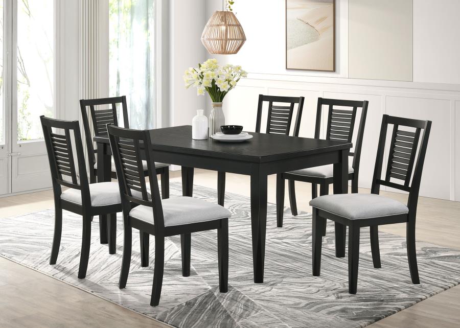 Appleton 7-piece Rectangular Dining Set Washed Black (image for) Appleton 7-piece Rectangular Dining Set Washed Black