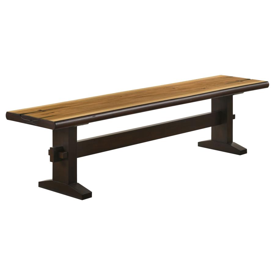 Bexley Wood Dining Bench Natural Honey and Smokey Black (image for) Bexley Wood Dining Bench Natural Honey and Smokey Black