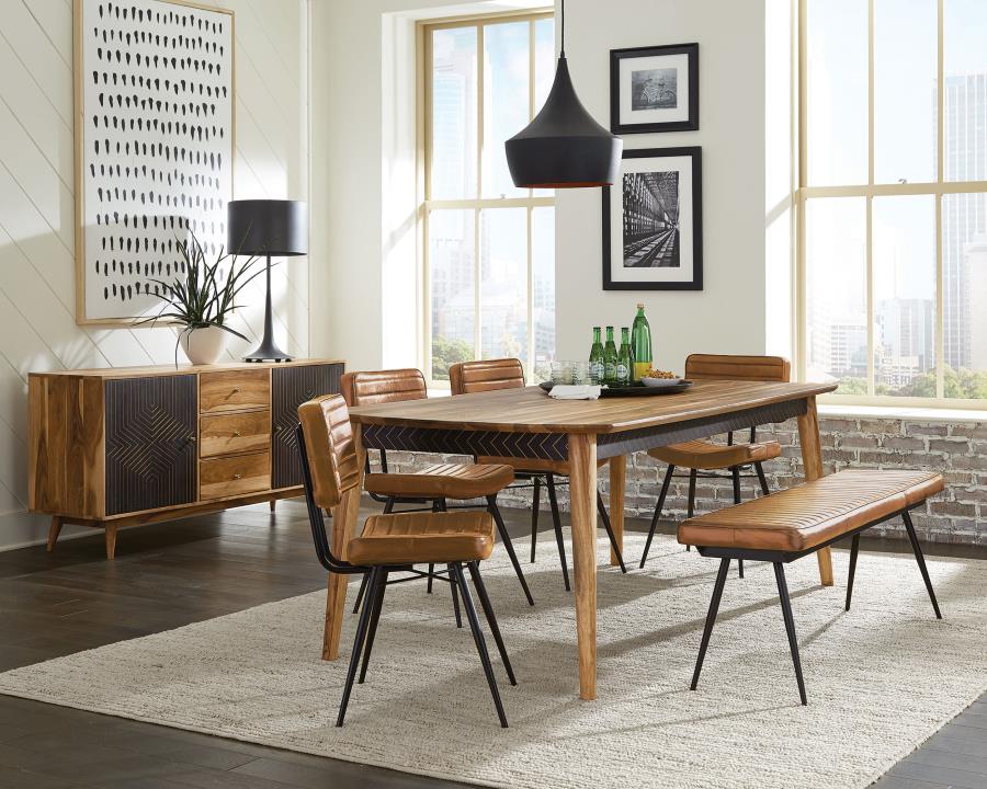 Partridge 6-piece Dining Set Natural Sheesham and Camel (image for) Partridge 6-piece Dining Set Natural Sheesham and Camel
