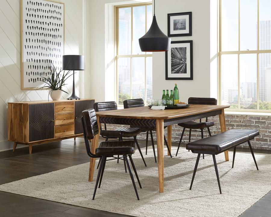 Partridge 6-piece Dining Set Natural Sheesham and Espresso (image for) Partridge 6-piece Dining Set Natural Sheesham and Espresso